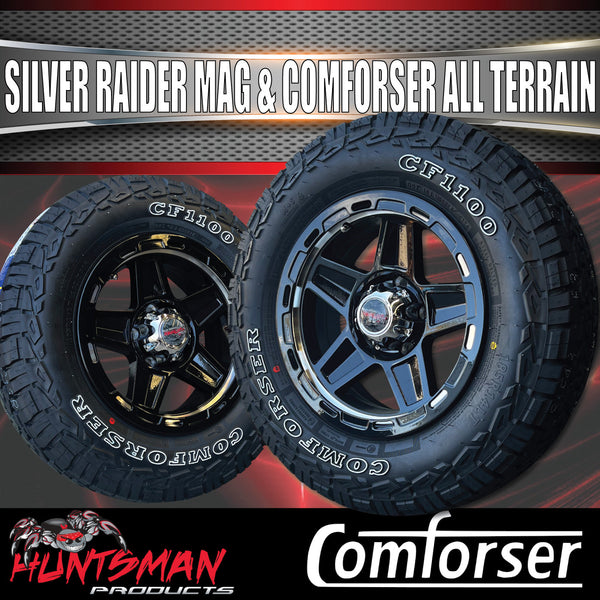 14" & 175/70R14 LT RA1100 Ford Stud Silver Band Raider Trailer Caravan Mag Rim & All Terrain Tyre