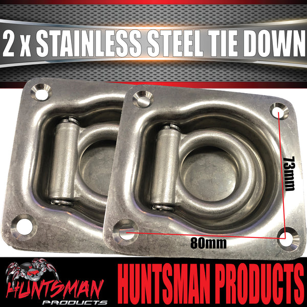 x2 Stainless Steel Lashing Ring Tie Down Point. 95mm x 102mm. Anchor For Trailer Utes