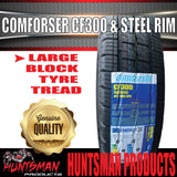 14x6 & 185R14C LT Caravan Trailer 6 Stud L/C Black Sunraysia Wheel Rim & Comforser CF300 Tyre 185 14