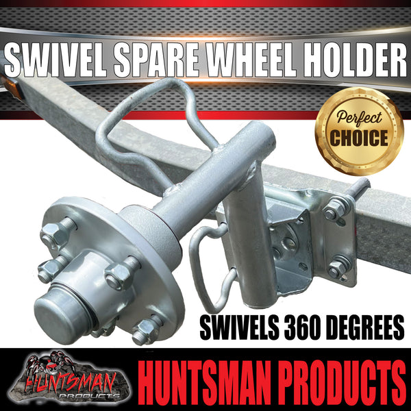 Boat Trailer Swivel Spare Wheel Holder Carrier Beach Launch Bracket + Hub SL Bearings.