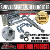 Boat Trailer Swivel Spare Wheel Holder Carrier Beach Launch Bracket + Hub LM Bearings.