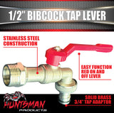 1/2" Tank Bibcock Tap General Purpose Lever & 3/4" Adapter Stainless Steel Ball Cock Tap