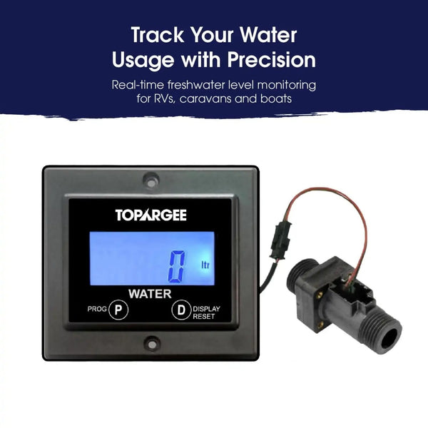 Topargee Flush Mount Water Tank Gauge H2F-FM 12 Volt