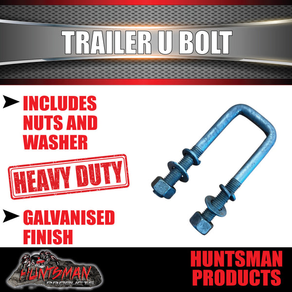 1x Galvanised 63mm X 180mm 5/8" High Tensile Trailer Caravan U bolt + Nuts