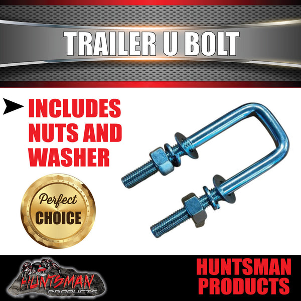 1x Zinc 50mm X 150mm 5/8" High Tensile Trailer Caravan U bolt + Nuts & Washers