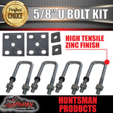 45mm X 170mm 5/8" BSW High Tensile Trailer Caravan U bolt kit Boat
