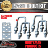 Galvanised Trailer 63mm X 180mm 5/8" BSW High Tensile U bolt kit Boat