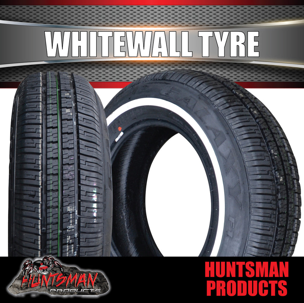 195/65R15 15" Whitewall Galaxy F1 Tyre 18mm Line.  91S White Wall Tire 195 65 15