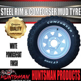 14x6 HQ Holden Pattern White Trailer Caravan Steel Rim & 185R14 LT Comforser Mud Tyre