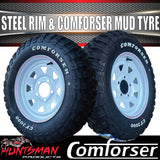 14x6 HQ Holden Pattern White Trailer Caravan Steel Rim & 185R14 LT Comforser Mud Tyre
