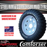 14x6 HQ Holden Pattern White Trailer Caravan Steel Rim & 185R14 LT Comforser Mud Tyre