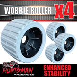 x4 Boat Jet Ski Trailer Wobble Rollers. 3"x 4", 73mm x 110mm, 25mm Centre Bore, Grey Ribbed