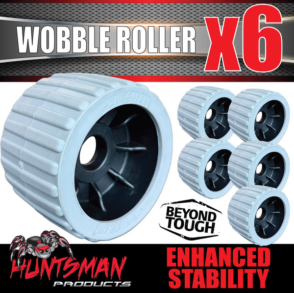 x6 Boat Jet Ski Trailer Wobble Rollers. 73mm x 110mm, 22mm Centre Bore, Grey Rib