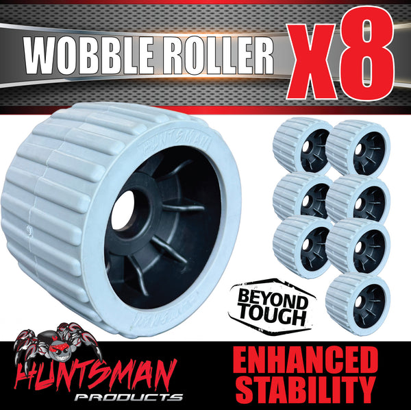 x8 Boat Jet Ski Trailer Wobble Rollers. 73mm x 110mm, 22mm Centre Bore, Grey Rib