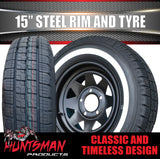 15" Ford Pattern Caravan Trailer Black Steel Rim & 195R15C Comforser CF300 Whitewall Tyre