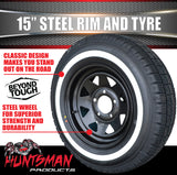 15" Ford Pattern Caravan Trailer Black Steel Rim & 195R15C Comforser CF300 Whitewall Tyre