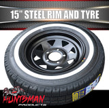 15" Ford Pattern Caravan Trailer Black Steel Rim & 195R15C Comforser CF300 Whitewall Tyre