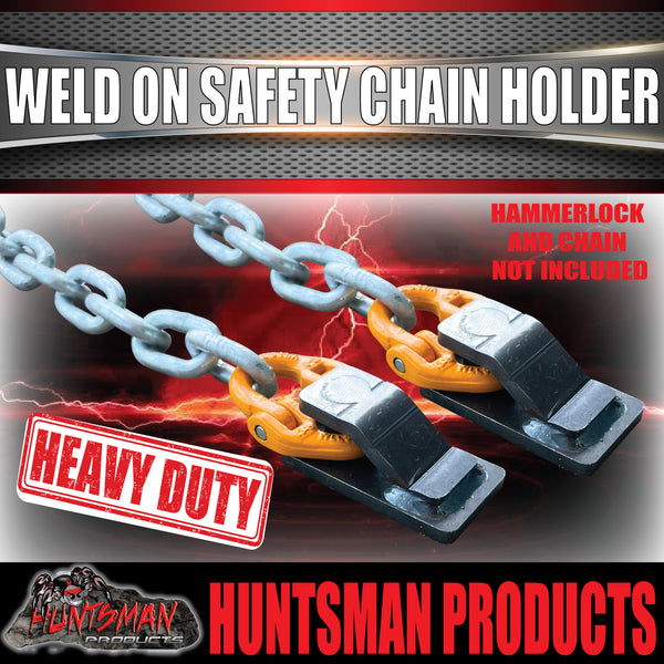 2x 13mm Trailer Caravan Weld Safety Chain Holder Cam Lock Base Suit Hammerlocks