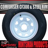 14x6 & 185R14C Ford Pattern White Trailer Caravan Sunraysia Wheel Rim & Comforser CF300 Tyre