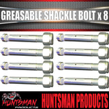 x8 Greasable Trailer Caravan Shackle Spring Bolt & Nut 5/8" X 4" Rocker Roller