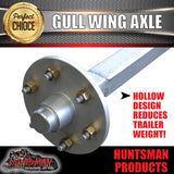 1400Kg Galvanised Lazy Gullwing Boat Trailer Axle. 103mm Drop, Marine Seals