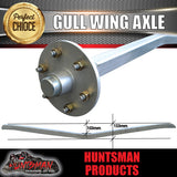 1400Kg Galvanised Lazy Gullwing Boat Trailer Axle. 103mm Drop, Marine Seals