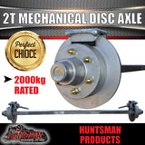 2000KG Galvanised Mechanical Disc Braked Trailer Axle. 5 or 6 Stud l/C Pattern