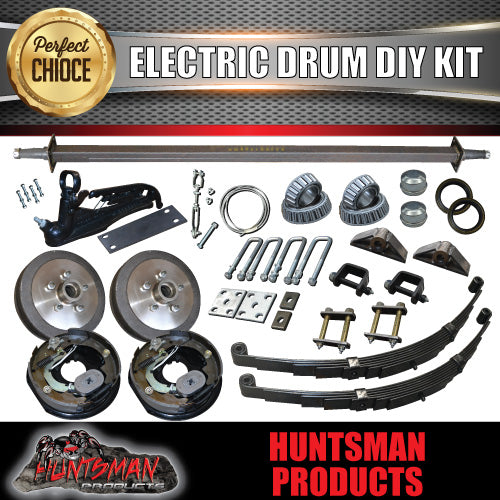 DIY 1400KG Trailer Kit. eye to Eye Springs Electric Drum Brake. Axles 64" - 77"