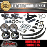 DIY 1400KG Trailer Kit. eye to Eye Springs Electric Drum Brake. Axles 64" - 77"