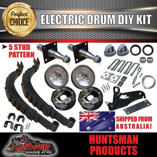 DIY 1400KG Trailer Kit. Slipper Springs Electric Drum Brakes. Stub Axles