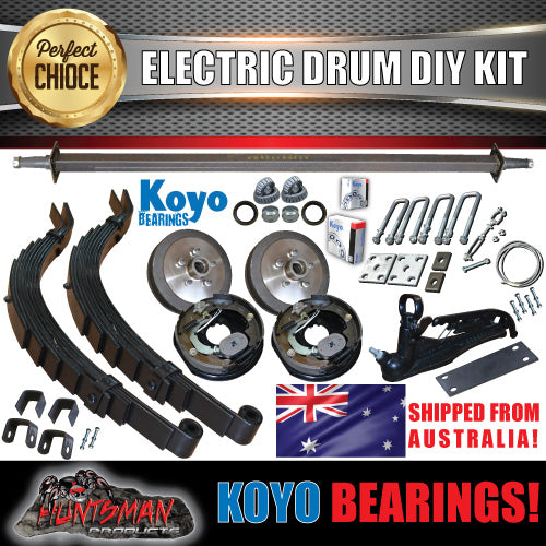 DIY 1400KG Trailer Kit. Slipper Springs Electric Drum Brake. KOYO's. Axles 64" - 77"
