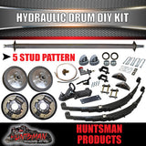 DIY 1400Kg Trailer Kit. Hydraulic drum Braked Eye to Eye Springs, Axles 78" - 96"