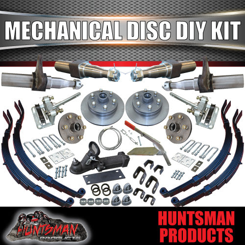 DIY 2000kg Tandem Kit. 12" L/C Mechanical Disc Brakes. Slipper Springs, Stub Axle