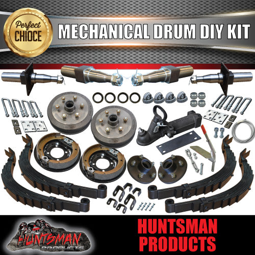 DIY 2000Kg Tandem Trailer Kit, Mechanical Drum Brakes, Slipper Springs Stub Axles