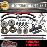 DIY 2000Kg Tandem Trailer Kit, Mechanical Drum Brakes R/Roller Springs Axles 81"- 96"