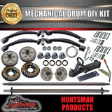 DIY 2000Kg Tandem Trailer Kit, Mechanical Brakes R/Roller Springs Axles 60"- 79"