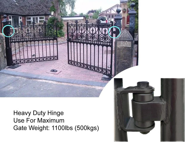 2x Heavy Duty Industrial Gate Hinges for Swing Gates. 500Kg Rated Per Pair