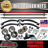 DIY 2000kg Tandem Trailer Kit. Electric Brakes 45mm axles Rocker roller Springs 64" - 77"