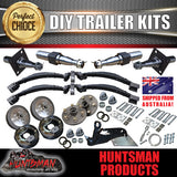 DIY TANDEM TRAILER KIT.  2000KG RATED. STUB AXLES ELECTRIC BRAKES, ROCKER ROLLER SUSPENSION.