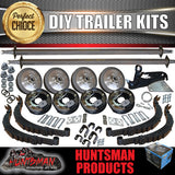 DIY 2800Kg Tandem Kit. Slipper Springs, 10" Electric Brakes, 45mm Axles 64" - 77"