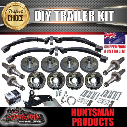 DIY 3500Kg Tandem Trailer Caravan Kit. 12" Electric Brakes. Stub Axles, R/Roller