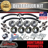 DIY 4500Kg Tandem Trailer Caravan Kit. 12" Electric Brakes. Stub Axles, R/Roller