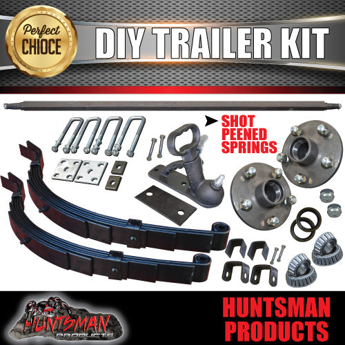 1000Kg DIY Trailer Kit, Solid Axle 60-79", S.G Cast Hubs,  45mm Slipper Springs