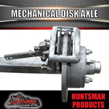 Galvanised 40mm Square Trailer Caravan Mechanical Disc Braked Axle. 1000Kg rated 63"-77"