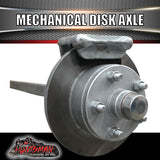 Galvanised 40mm Square Trailer Caravan Mechanical Disc Braked Axle. 1000Kg rated 63"-77"