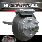 Galvanised 40mm Square Mechanical Disc Braked Trailer Axle. 1000Kg , 78"-96" Axles
