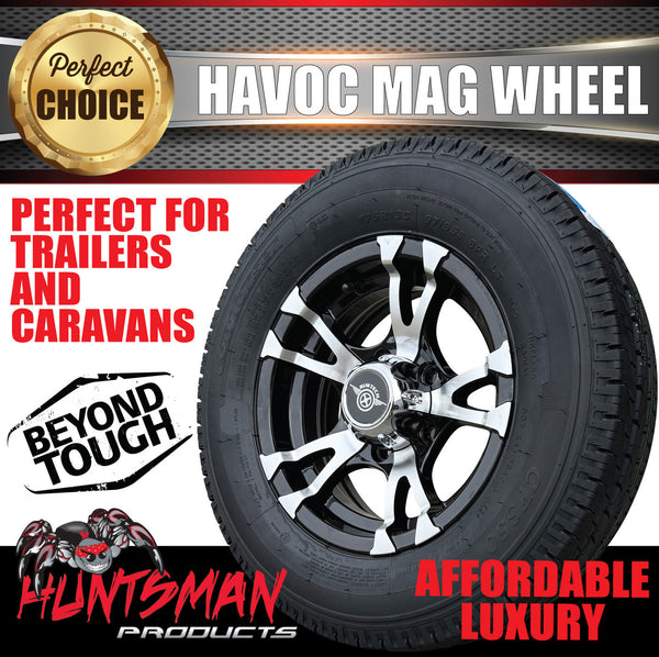 14" Havoc Trailer Caravan Alloy & 195R14C Tyre suits HT Holden pattern. 195 14