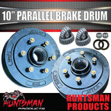 10" Parallel Bearing Trailer Electric Drum Brake Kit + 50mm Stub Axles. Ford Landcruiser Pattern Available