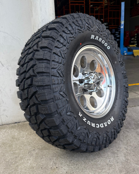16x8 Polished Mongrel Mag Rim 6/139.7 PCD & 265/75R16 Roadcruza RA8000 Tyre