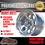 16x8 Polished Mongrel Mag Rim 6/139.7 PCD & 265/75R16 Roadcruza RA8000 Tyre